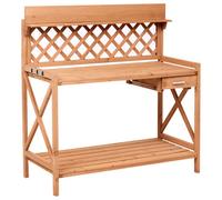 Beliani Potting Bench Sperlinga 115 Cm 116 Cm Fir Wood Light Brown