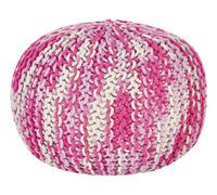 Cotton Knitted Pouffe 50 x 35 cm White and Pink CONRAD