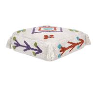 Beliani Pouffe Embroidery Diplo Cotton White