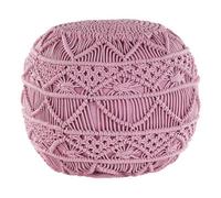 Beliani Pouffe Macramé Kayseri Cotton Pink