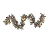 Beliani Pre-Lit Snowy Christmas Garland 180 Cm Green Paimio