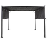 Beliani Premier Pergola Grey Steel 310 X 310 Cm Square Pavilion With Sliding Canopy And Solar Led Lights