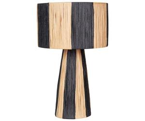 Beliani Raffia Table Lamp Palm Leaf Handmade On/Off Switch Boho Style Natural and Black Welmel