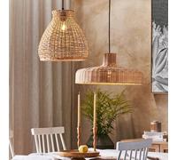 Beliani Rattan Pendant Lamp, Hand-Woven Wicker Shade, Natural Brown, 45Cm Diameter, 108Cm Drop