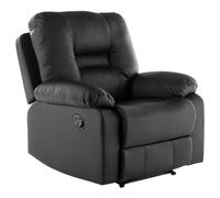 Beliani Recliner Chair BERGEN With Footrest Faux Leather Black, Black