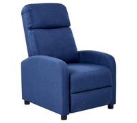 Beliani Recliner Chair Eminence Faux Linen Navy Blue