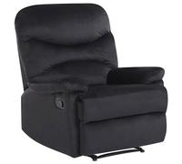 Beliani Recliner Chair ESLOV With Footrest Velvet Black, Black