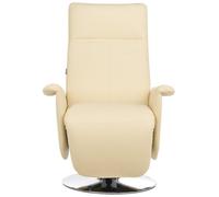 Beliani Reclining Armchair Light Beige Faux Leather With Adjustable Back And Pull-Out Footstool, Compact Modern Design