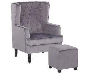 Beliani Retro Armchair Sandset Velvet Grey