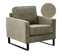 Beliani Retro Corduroy Armchair Green Vind