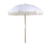 Retro Garden Market Parasol Outdoor Umbrella Beech Wood Pole White Mondello
