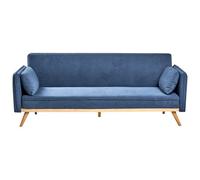 Beliani Retro Sofa Bed Asaa Fabric Blue