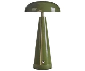 Beliani Retro Table Lamp Metal Green Gloss Integrated LED Light Bedroom, BOCONO