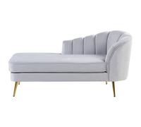 Beliani Right-Hand Chaise Longue Allier Velvet Light Grey