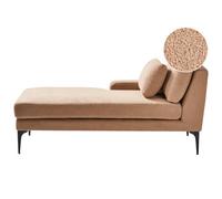 Beliani Right Hand Boucle Chaise Lounge Sand Beige Ewron, Brown