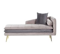 Beliani Right-Hand Chaise Lounge Gonesse Velvet Taupe
