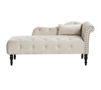 Beliani Right-Hand Chaise Longue Ivry Velvet Light Beige
