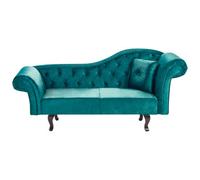 Beliani Right-Hand Chaise Lounge Lattes Ii Velvet Emerald Green With Cushion