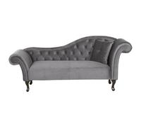 Beliani Right-Hand Chaise Longue Lattes Velvet Grey