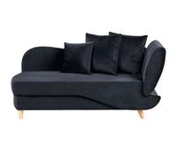 Beliani Right-Hand Chaise Longue Meri Velvet Black With Storage