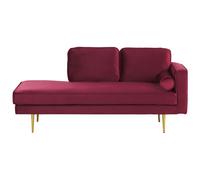Beliani Right-Hand Chaise Lounge Miramas Velvet Dark Red
