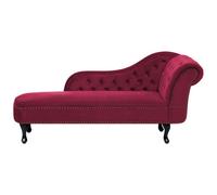 Beliani Right-Hand Chaise Longue Nimes Velvet Dark Red