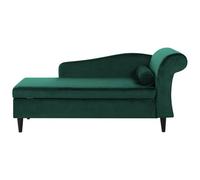 Beliani Right Hand Velvet Chaise Lounge Emerald Green Luiro, Green