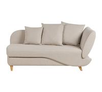 Beliani Right-Hand Chaise Lounge Meri Faux Linen Beige With Storage