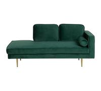 Beliani Right Hand Velvet Chaise Lounge Emerald Green Miramas, Green