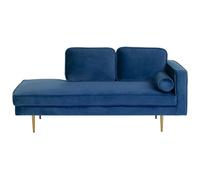 Beliani Right Hand Velvet Chaise Lounge Navy Blue Miramas, Blue