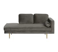 Beliani Right Hand Velvet Chaise Lounge Grey Miramas, Grey