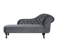 Beliani Right Hand Chaise Lounge Velvet Grey Nimes, Grey