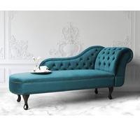 Beliani Right Hand Chaise Lounge Velvet Teal Nimes, Blue