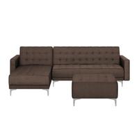 Beliani Right Hand Fabric Corner Sofa With Ottoman Brown Aberdeen