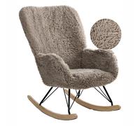 Beliani Rocking Chair AKRA Faux Fur Taupe, Brown
