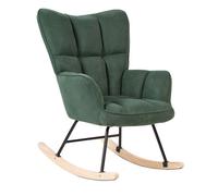 Beliani Rocking Chair Oulu Fabric Emerald Green