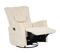 Beliani Rocking Recliner Chair Rea Swivel Chenille Light Beige