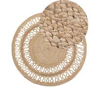 Beliani Round Area Rug Braided 120 Cm Beige Dikili