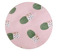 Beliani Round Area Rug Cactus Print 120 Cm Pink Eldivan