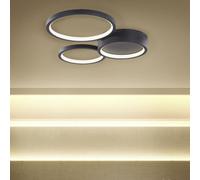 Beliani Round Ceiling Light Black Aluminium, Integrated Led, 3 Shades, W41 X D36 X H7Cm