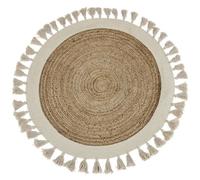 Beliani Round Jute Area Rug 120 Cm Beige Samsun