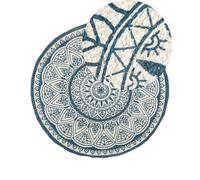 Beliani Round Jute Area Rug 120 Cm Blue Anadere