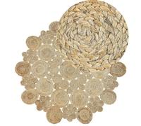 Beliani Round Jute Area Rug 135 Cm Beige Gerdek