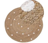 Beliani Round Jute Area Rug 140 Cm Beige Kharra