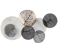 Beliani Round Multicolour Metal Wall Art, Irregular Art Deco Shape, Grey Black Gold Finish, W66 X D8 X H40Cm