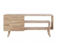 Beliani Rubberwood 1-Door Tv Stand Light Brown Retro Scandi - W130 X D36 X H59Cm