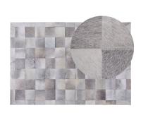Beliani Rug Alacam Grey 140 X 200 Cm Leather