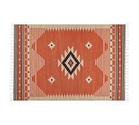 Beliani Rug GAVAR Orange 140x200 cm Cotton Kilim, Orange