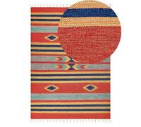 Beliani Rug Hatis Multicolour 140 X 200 Cm Cotton Kilim