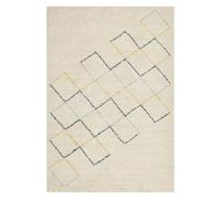 Beliani Rug Light Beige Cotton 140 x 200 cm Area Hand Tufted Geometric | Fabric, Geometric Pattern, Pile Height 1.5 cm, Rectangular, 100% Cotton